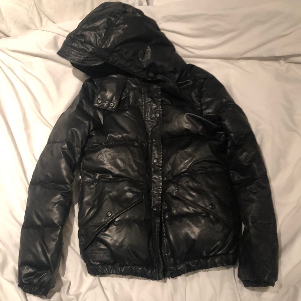 All Saints coated black puffer jacket, sz M